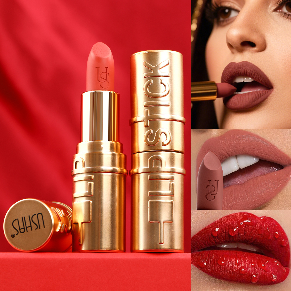 USHAS barra de labios de punto transfronterizo de larga duración sin decoloración y sin adherentes taza mate hidratante e hidratante LP2333A B