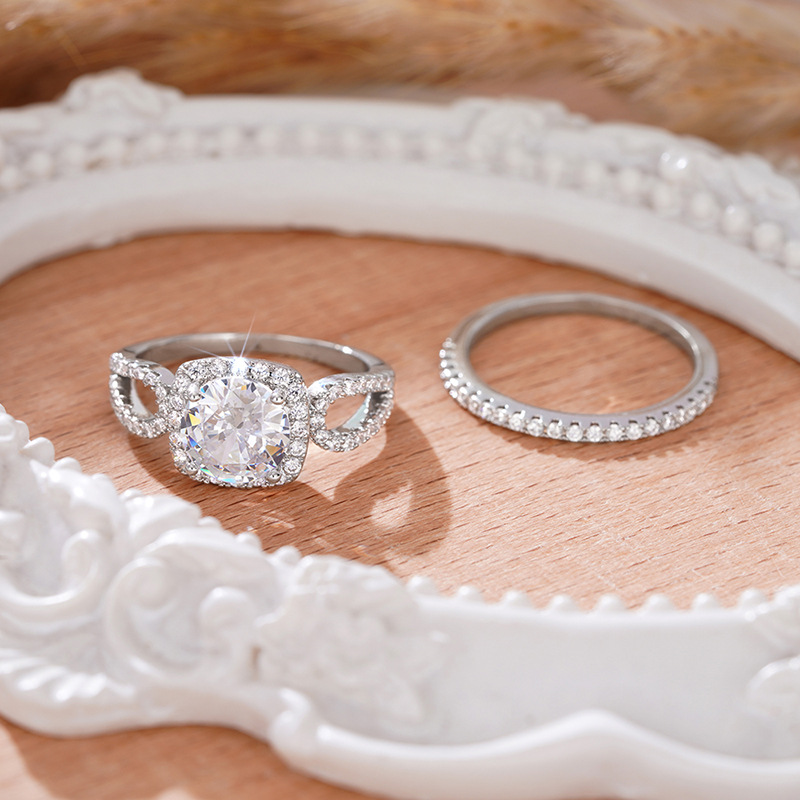 Unisex women's diamond-studded fashion elegant geometric ring fashion temperament wedding jewelry_voghion.com