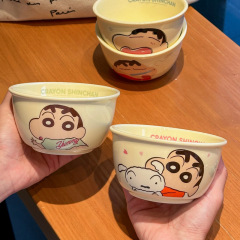 クレヨンしんちゃん共同ブランド丼陶器食器ボウルセットかわいい子供用ボウル高価値家庭用漫画陶器