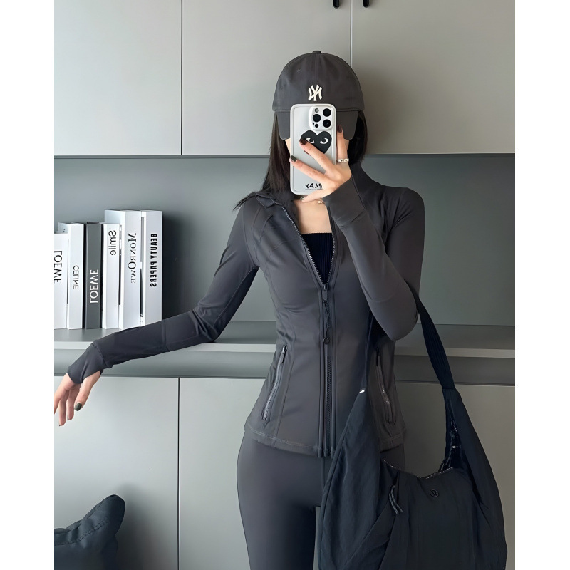 lulu同款瑜伽服上衣Define立领外套磨毛透气秋季修身夹克健身服女|undefined
