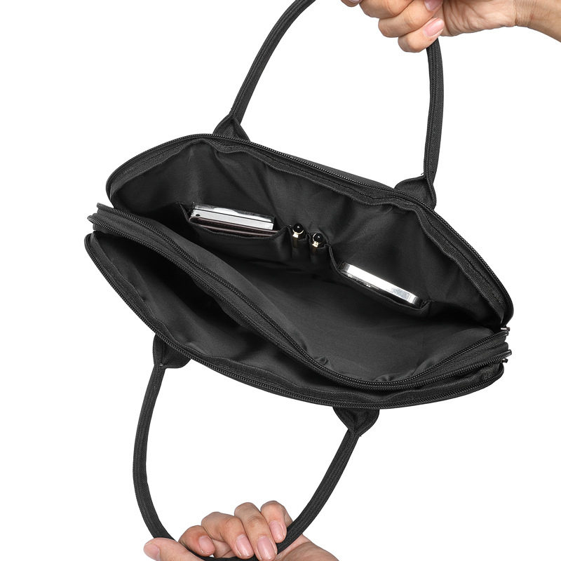 Portable briefcase large capacity double zipper multi-layer conference bag waterproof file bag computer bag_voghion.com