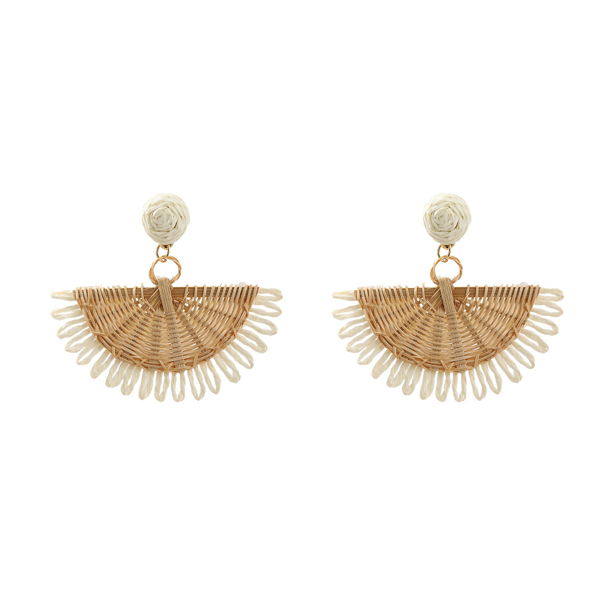 7g Weight 304 Stainless Steel Ear Needle Material Drop Earrings Classification 1 Pair Quantity Holiday, Weekend Occasion raffia Material Geometric Pattern All Seasons Season Women's Gender Braid Design Vacation, Ethnic Style Style 1 Pair Vacation Ethnic Style Geometric Braid Raffia Drop Earrings 9