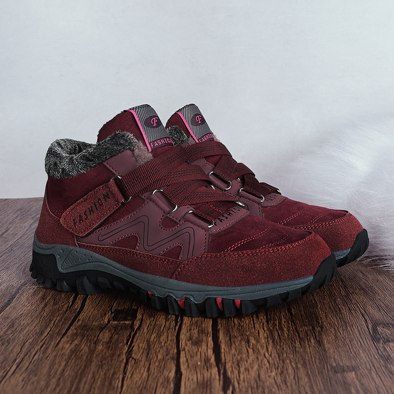 Gruesas botas de nieve cálidas zapatos de algodón con forro polar de invierno para mujer zapatos casuales ligeros resistentes al desgaste zapatos al aire libre zapatos de senderismo para mujer