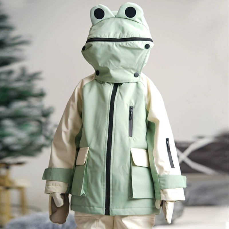 Children's waterproof windproof jacket, fleece quilted ski ski suit