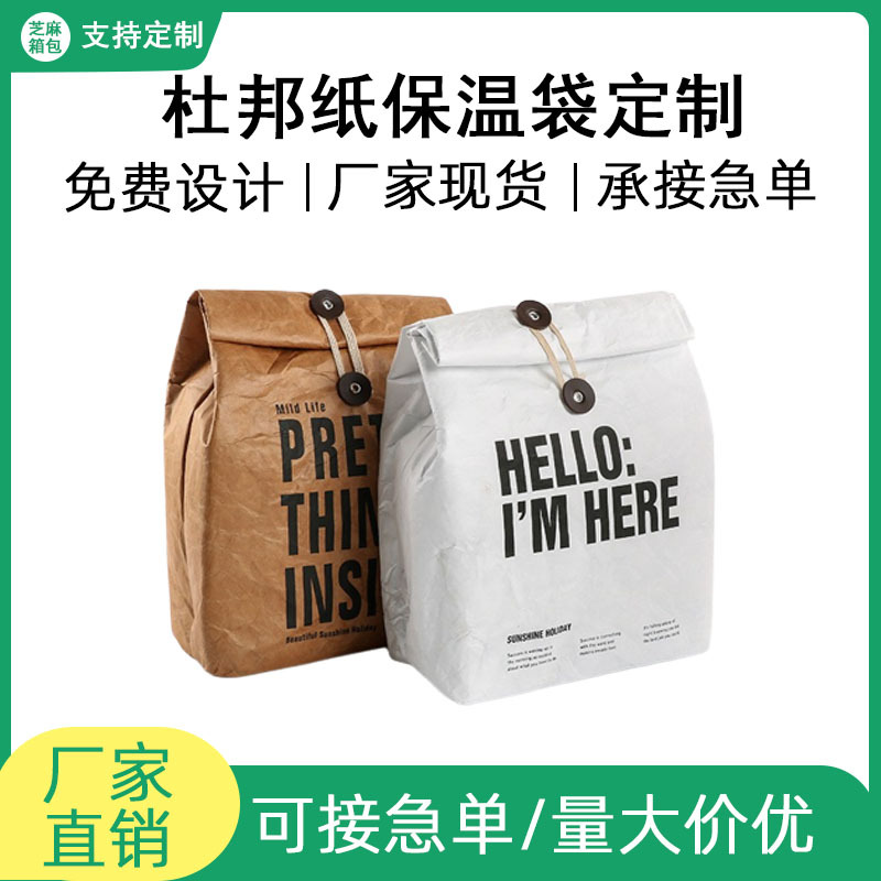 创意北欧风杜邦纸袋冰包LOGO  零售特卫强保温包