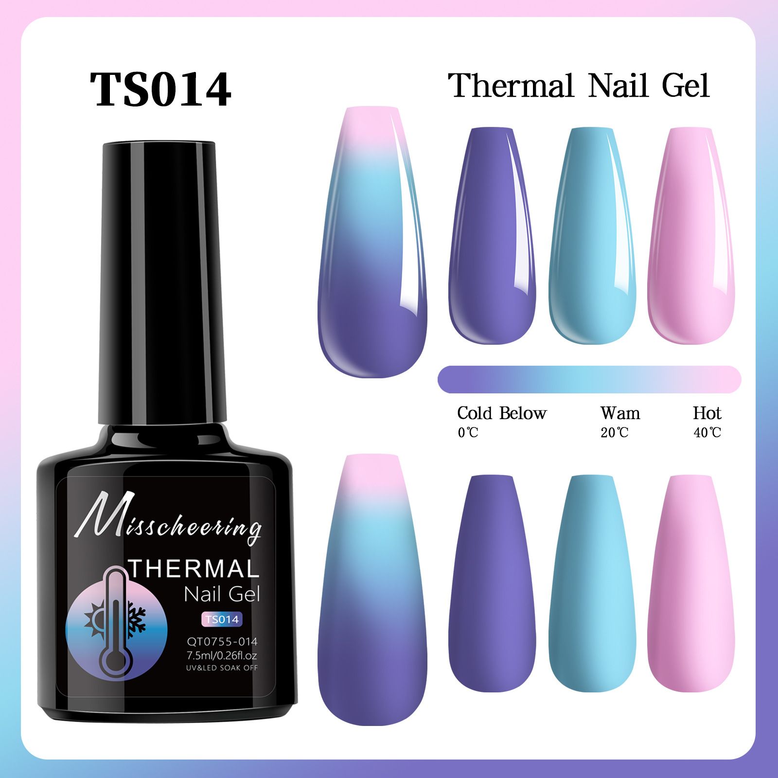 Esmalte de uñas de gel con efecto aurora que cambia con la temperatura, gel de diamante opal, gel de fototerapia de tres etapas que cambia con la temperatura, juego al por mayor.