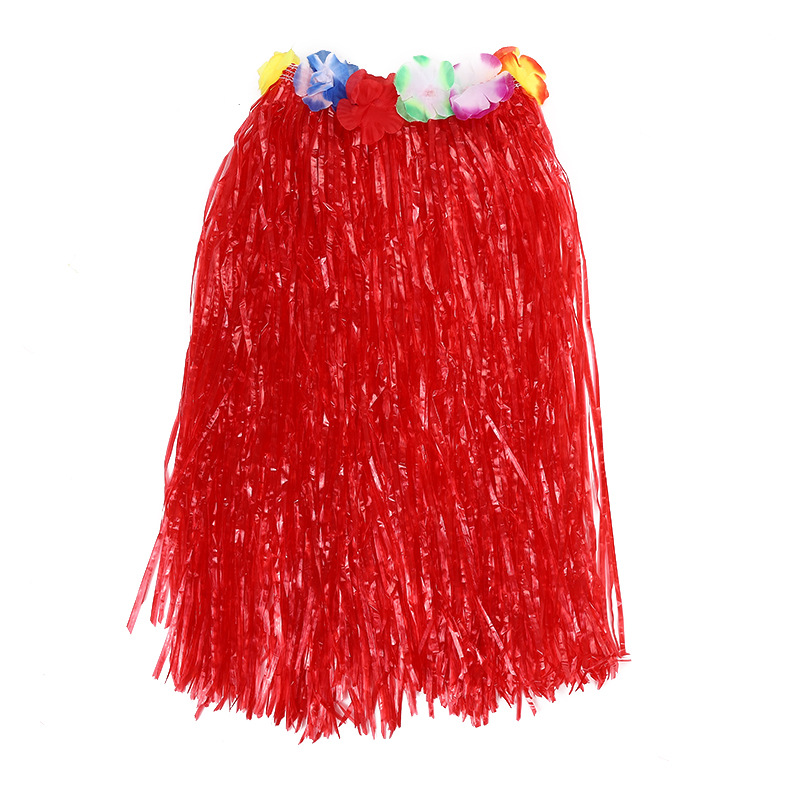 Fuente de fábrica al por mayor de falda de paja hawaiana para adultos y niños de actividad general vestido de falda de paja de una sola capa