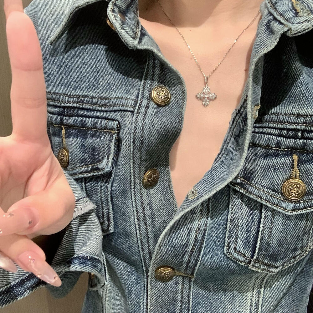 Xiaomi Bead Cross Necklace Four Leaf Clover Chain Gold Necklace_voghion.com