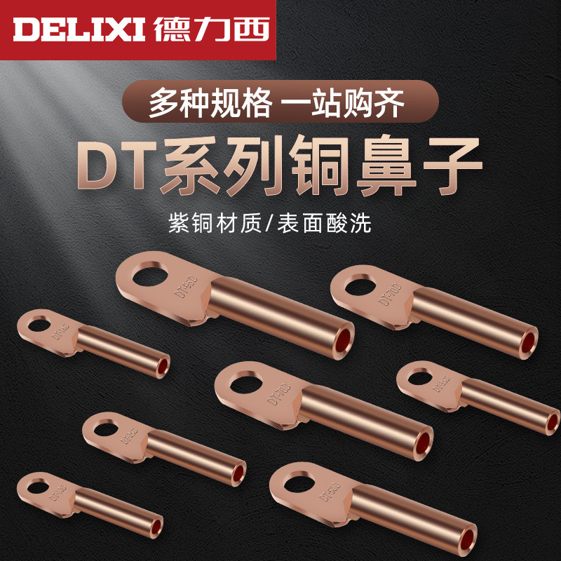 德力西 DT-10/50/95线鼻子线耳铜接线端子紫铜电缆闭口铜鼻子端子