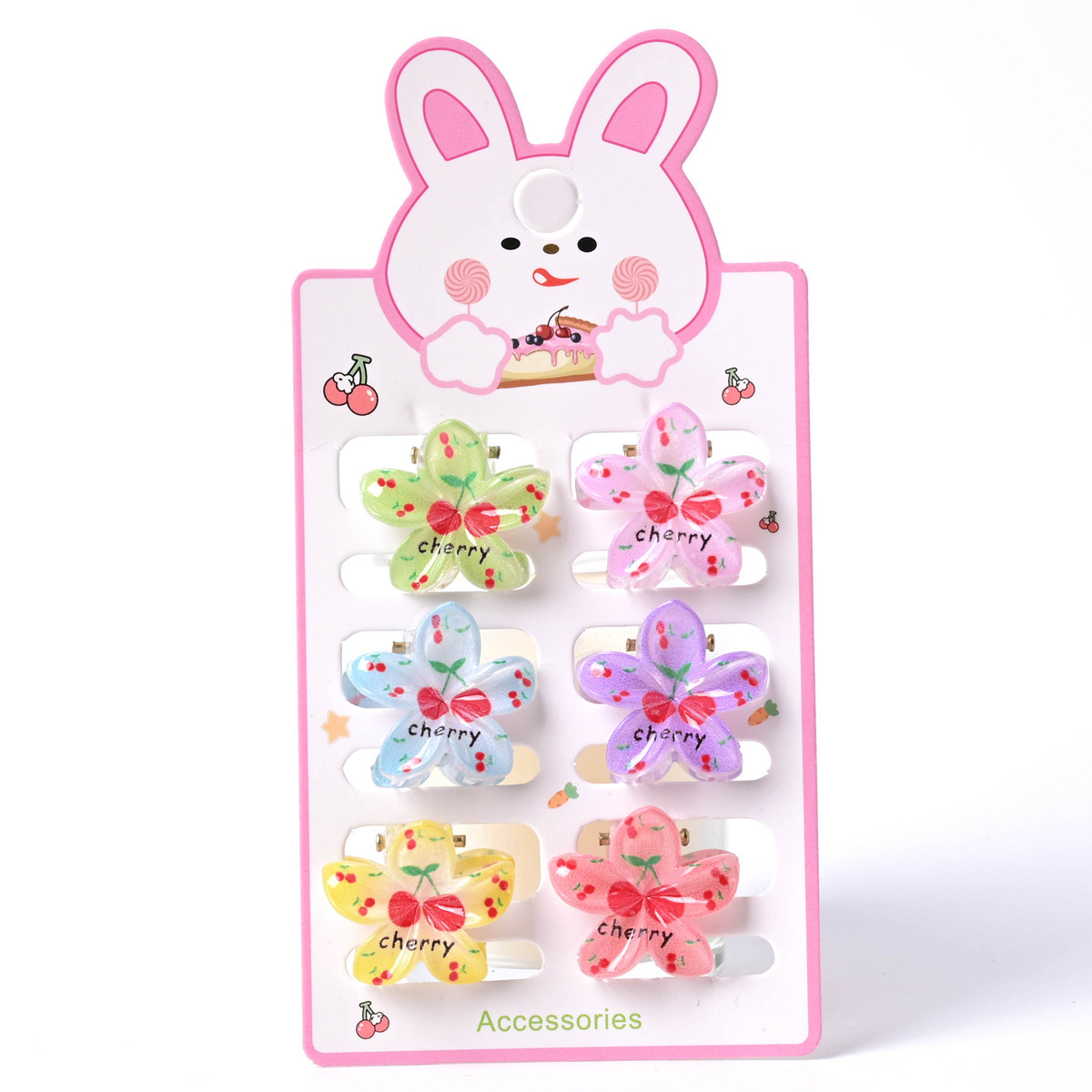 Pequeño huevo flor clip de dibujos animados oso impresión de color cabello pequeño lindo clip de cabello joyas para el cabello