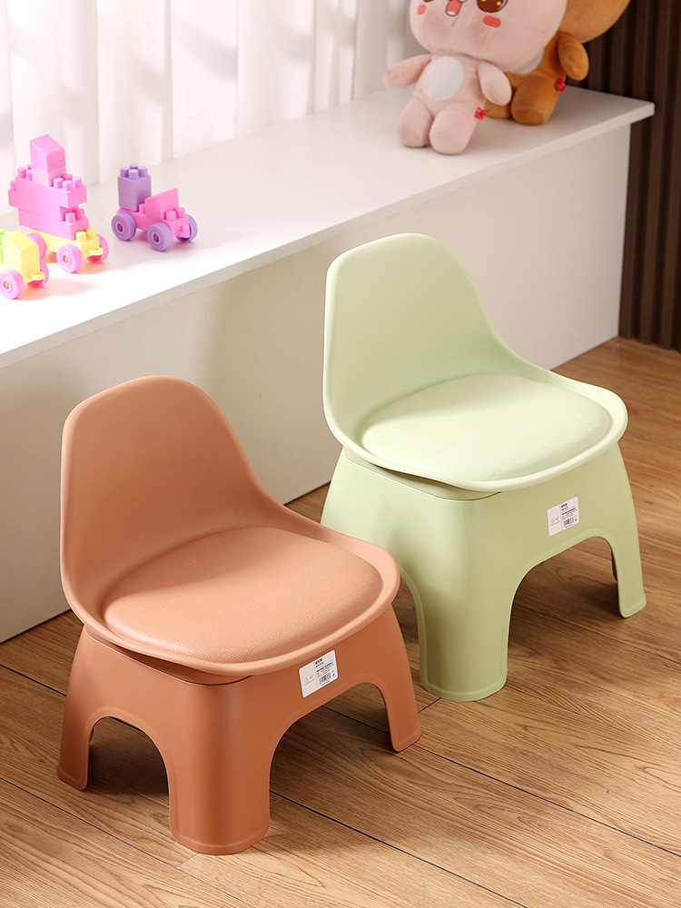 Children's plastic stool backrest chair kindergarten thickened small…