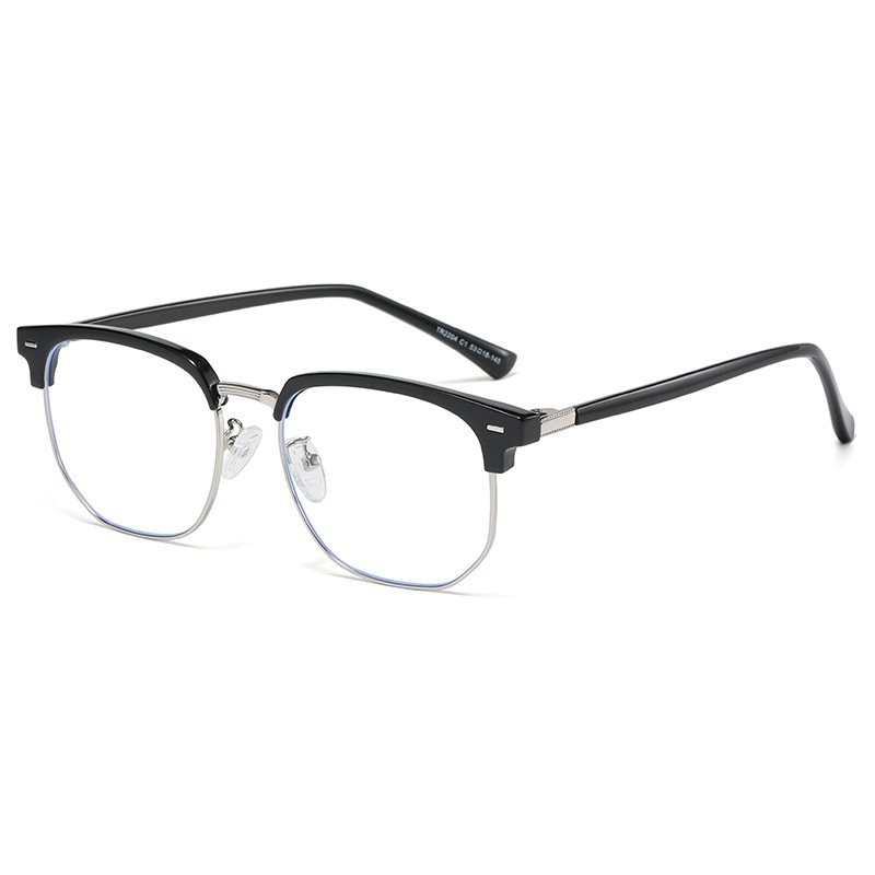 Gafas de miopía de estudiantes de color plateado negro gafas de medio marco para hombres con grados de gafas de cara redonda para proteger los ojos de la mujer image 6