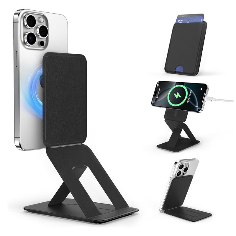 定制适用iphone手机磁吸卡包多功能三角架钱包款手机磁吸卡包支架