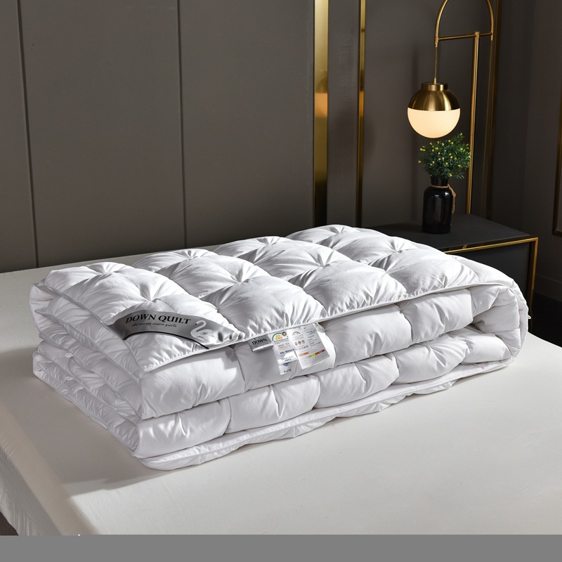 水星家纺100支柔赛丝扭花羽绒被95白鹅绒被子加厚冬被春秋被芯