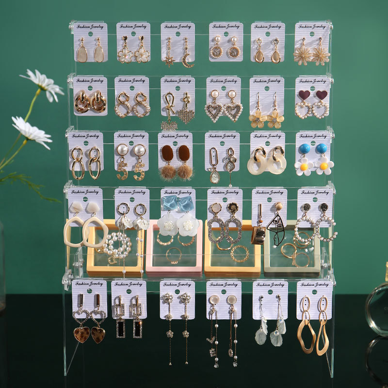 Jewelry Display Stand Acrylic Booth High-End Exquisite Earring Storage Board Jewelry Display Steps Earring Rack