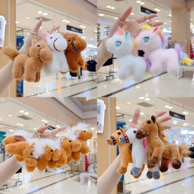 Cute Artificial Pony Table Companion Plush Doll Keychain Children's Companion Doll Doll Machine Bag Accessories Pendant