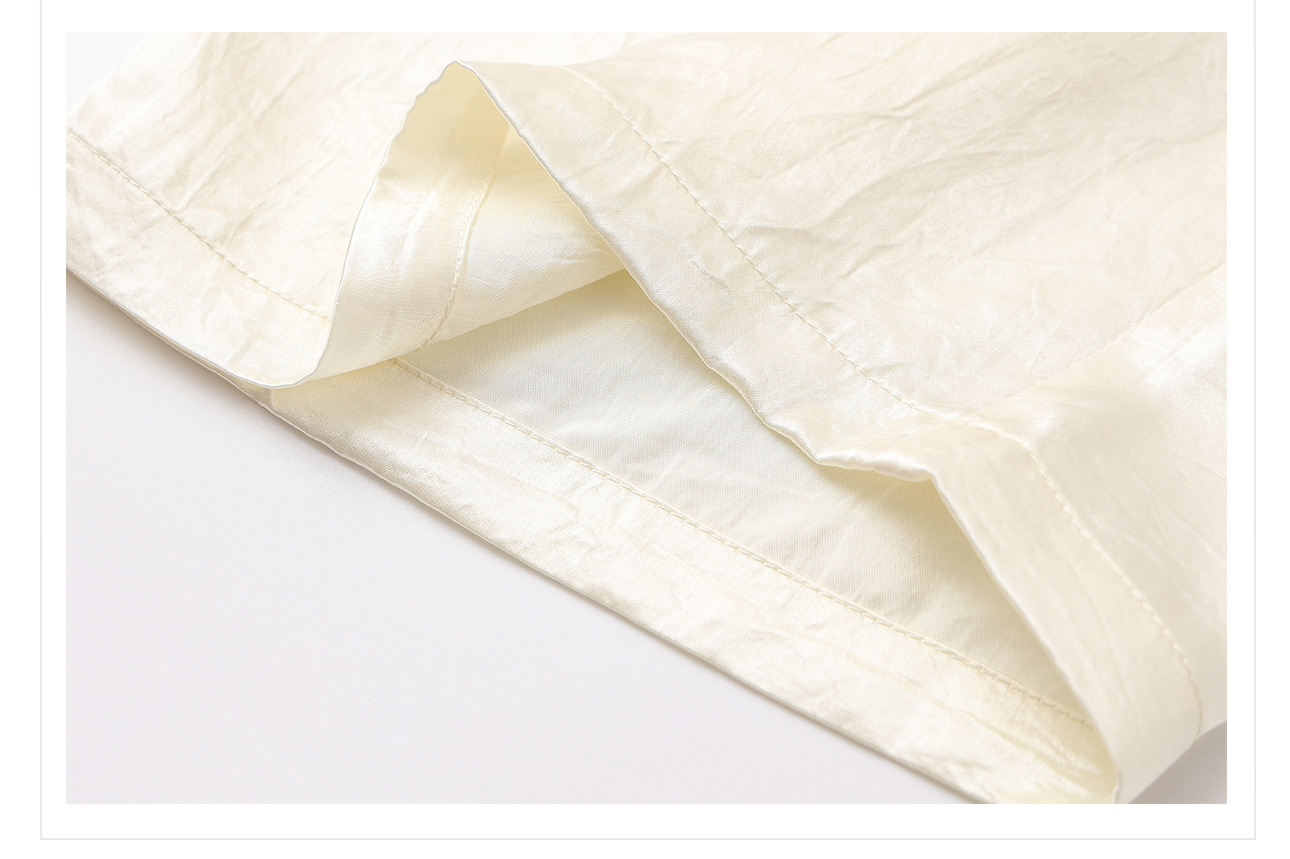 Quần ống rộng cạp cao acetate viền ren phong cách Trung Quốc mùa hè — Màu hồng, Màu trắng be chi tiết 24