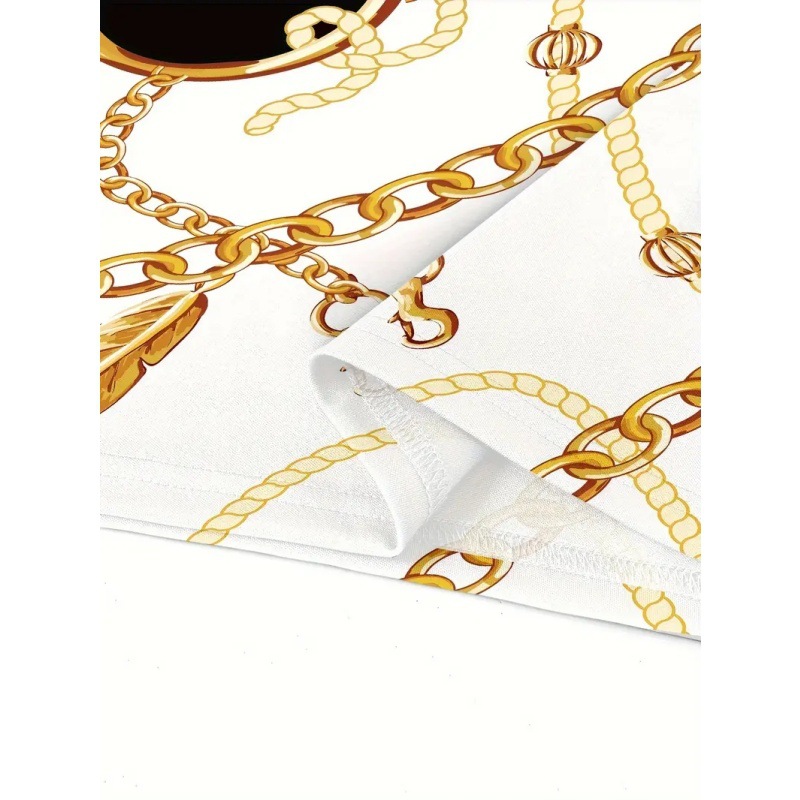 Hombre europeo y americano calle todo fósforo cadena de oro impresión 3D transpirable suelta solapa cremallera camisa POLO traje de polo de manga corta