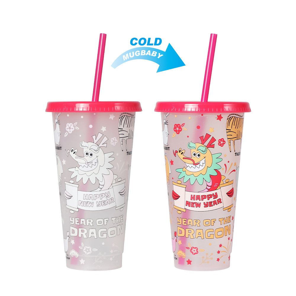 Spot transfronterizo de 710ml taza de plástico de color frío de gran capacidad PP taza de té con leche bebida fría con taza de paja con fábrica de inspección NBCU