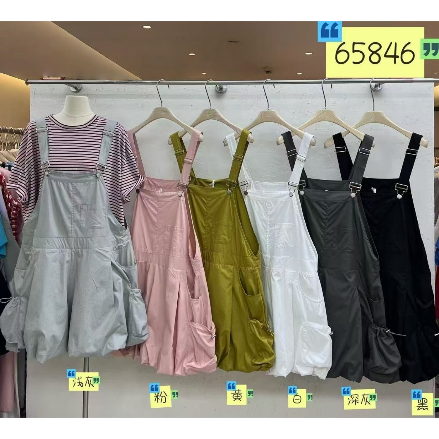 Women's 65846 Summer Korean Style Loose Plus Size Chubby Girl Lazy Casual Cargo Drawstring Flower Bud Overalls Shorts