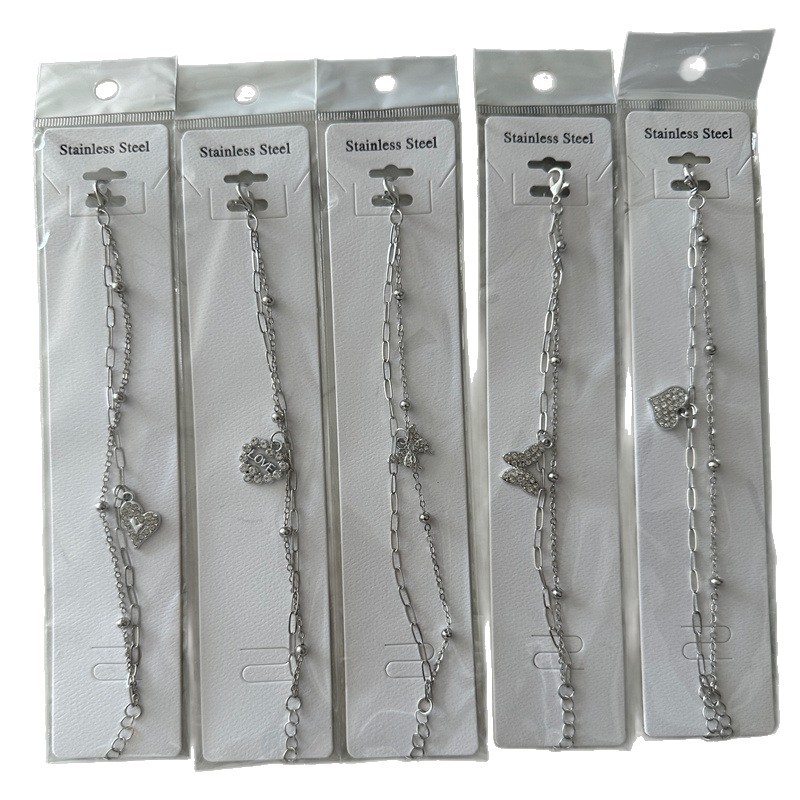 Men's Double Chain Bracelet With Diamond Pendant In Gold & Silver_voghion.com