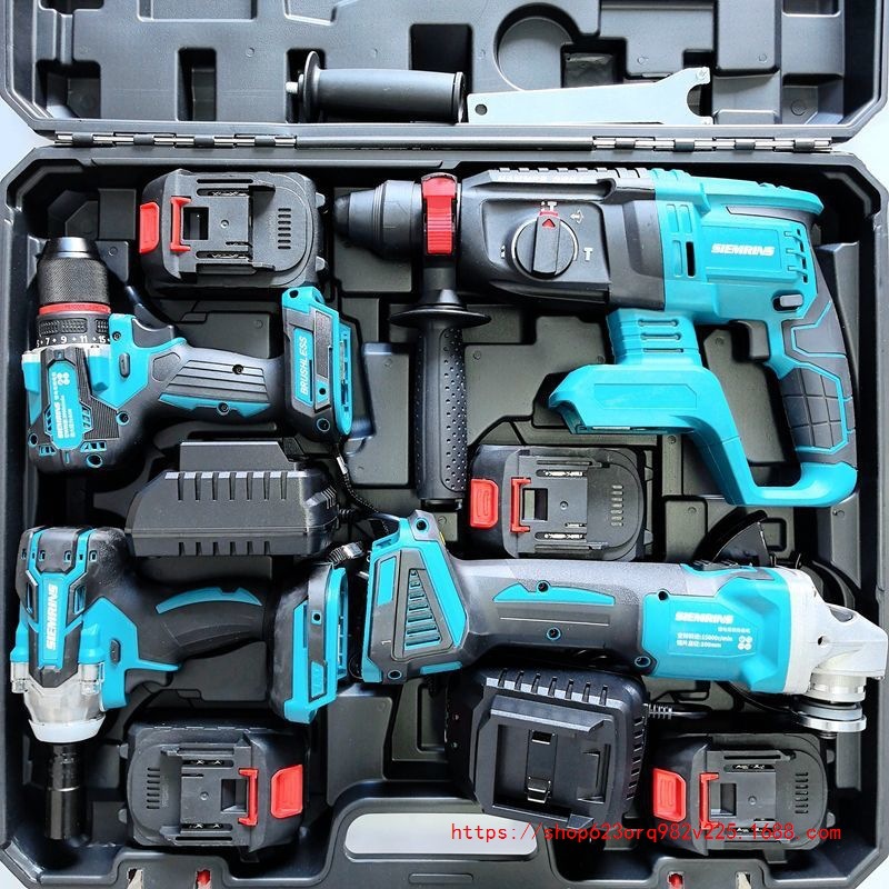 Comercio exterior Kit de herramientas eléctricas de litio recargable martillo eléctrico molino de ángulo máquina de corte taladro eléctrico llave eléctrica motosierra eléctrica