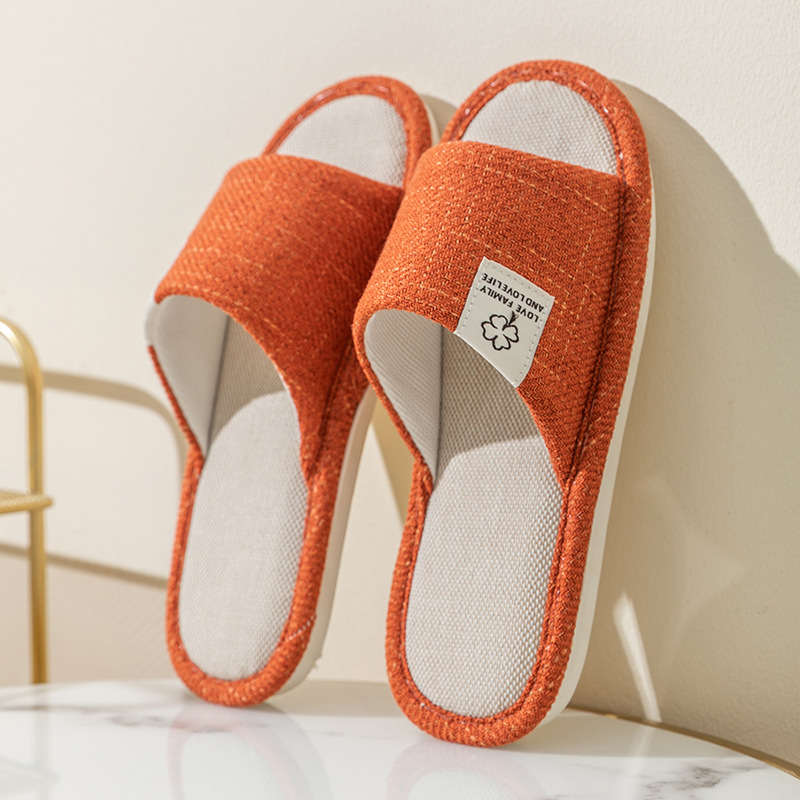 Zapatillas de lino de las mujeres de cuatro estaciones casa interior casa mudo pareja piso inferior suave antideslizante de lino de algodón sandalias de los hombres