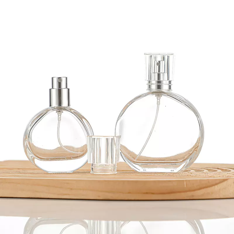 30ml50ml扁圆螺口玻璃瓶喷雾瓶玻璃香水瓶香水分装瓶亚克力盖
