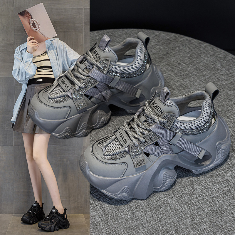 Thick-Soled Hollow-Out Dad Sneakers for Women, 2026 Summer New Style, Genuine Leather Breathable Thin Mesh Casual Sports Shoes for Petite Individuals Thick-Soled Hollow-Out Dad Sneakers for Women, 2026 Summer New Style, Genuine Leather Breathable Thin Mesh Casual Sports Shoes for Petite Individuals