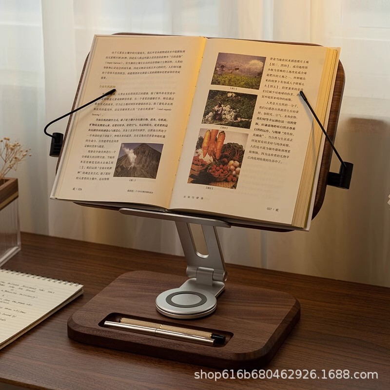 Black Walnut Classic Wooden Reading Rack Students Reading Reading Reading Computer Solid Wood Shelf Desktop Bracket for Children