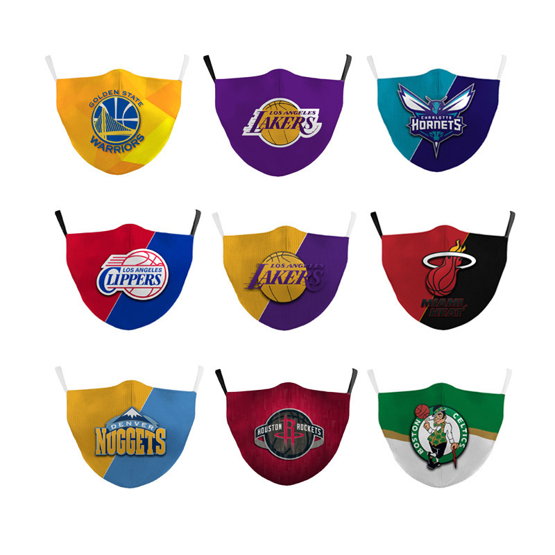 Máscara antipolvo de fútbol de la NFL impresa en 3D Baloncesto de la NBA Lakers Fire Brave Nuggets Impresión Máscara protectora 3D Fija Z