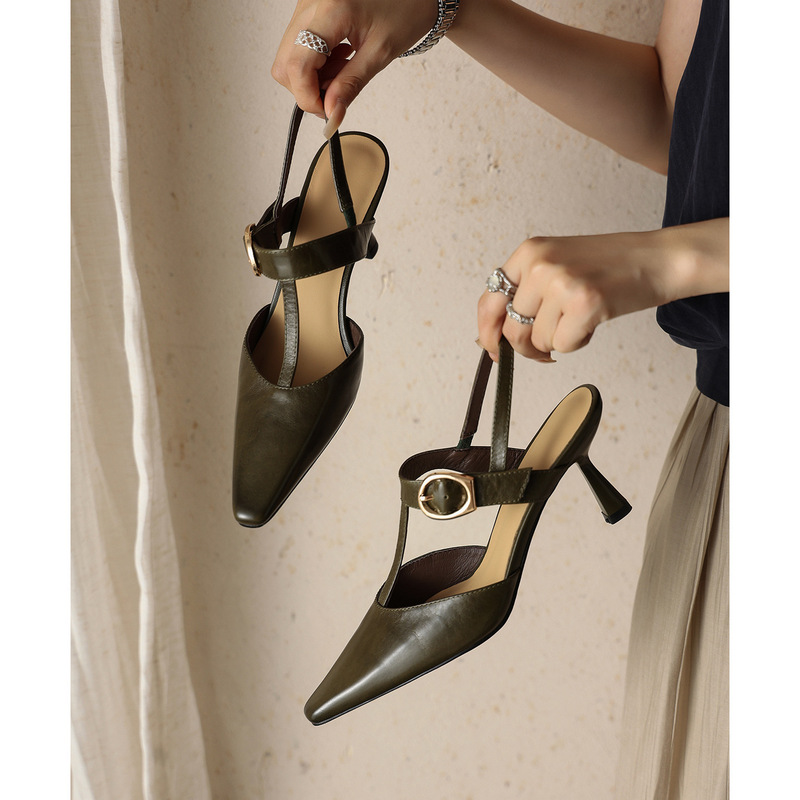 6.5Cm~French-Style Pointed-Toe Stiletto Heeled Sandals for Women, Summer Buckle Strap, Elegant Commuter High Heels for Women 6.5Cm~French-Style Pointed-Toe Stiletto Heeled Sandals for Women, Summer Buckle Strap, Elegant Commuter High Heels for Women