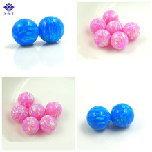 现货不打孔半孔全孔彩色澳宝球形人造蓝色欧珀裸石蛋白石光珠欧泊