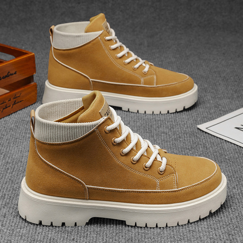 Zapatos masculinos de otoño nuevos zapatos Martin de alta gama tendencia masculina 100 zapatos de ropa de trabajo de botas cortas de ocio deportivo antideslizante de fondo grueso