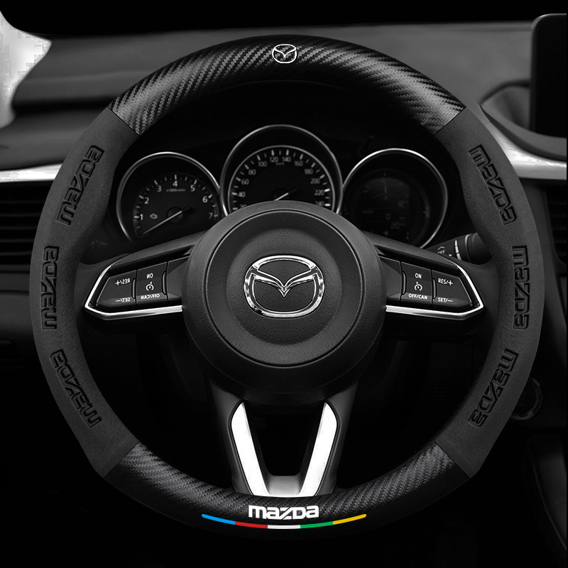Adecuado para Mazda 3 angkesala cx-5/30/4/8 ruiyi Atz cubierta del volante de gamuza cubierta de la manija