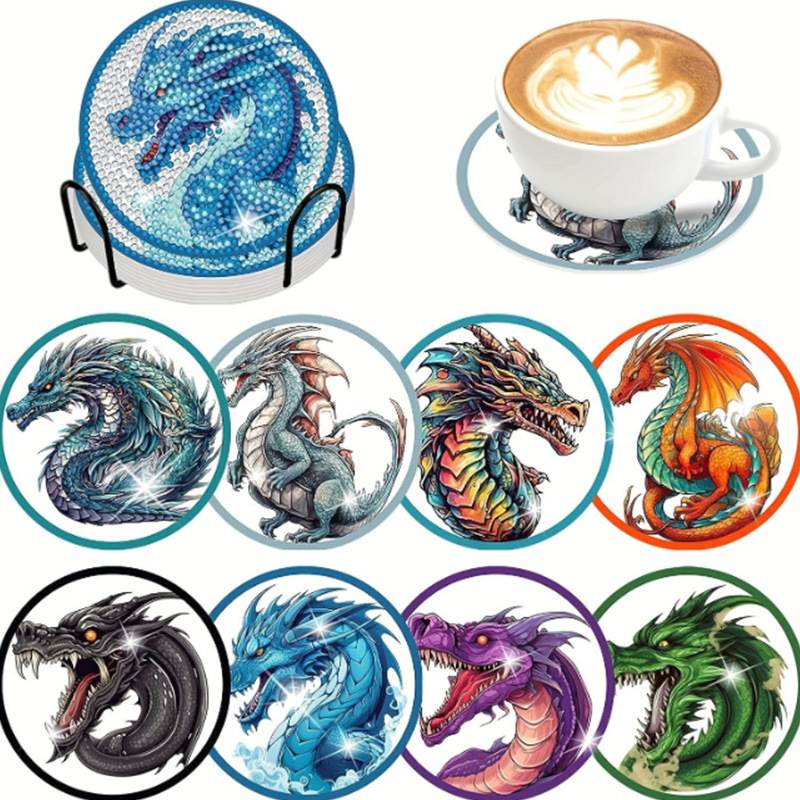 Personalizada taza de pintura de diamante transfronteriza almohadilla de taza de diamante redonda almohadilla mandala perimetral de pintura de diamante DIY