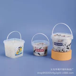 食品级PP塑料桶带盖提手奶茶桶冰粉桶玩具桶小水桶收纳桶作色印刷