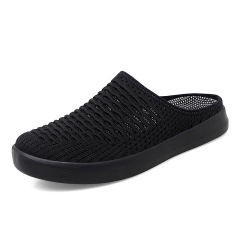 2022 Summer New Mesh Half Slippers Women's Backless Closed Toe Lazy Slip-on Casual Shoes Women's Shoes Large Size 43