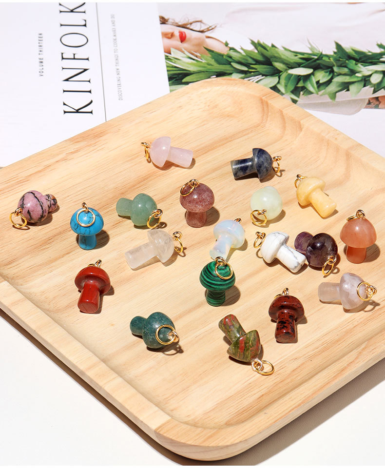 12g Weight Charms Classification Natural Crystal Small Mushroom Pendant Agate Semi-precious Stone Ore Diy Necklace Ornament Wholesale