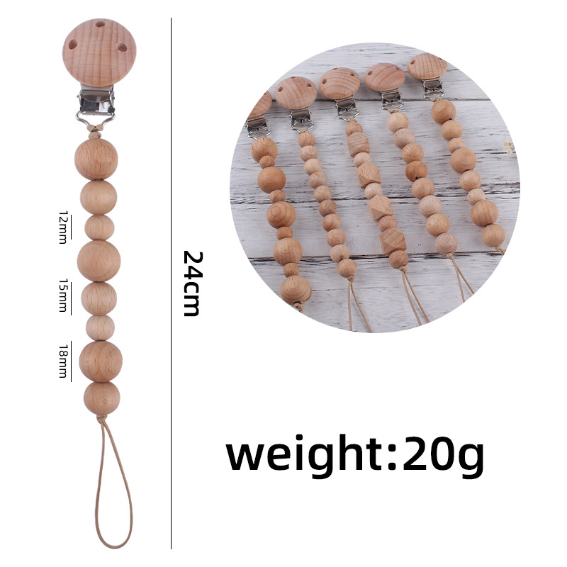 Nuevos suministros para bebés Beech clip calmante bebé Beech beads molar mordedura juguete anti-caída de la cadena Amazon