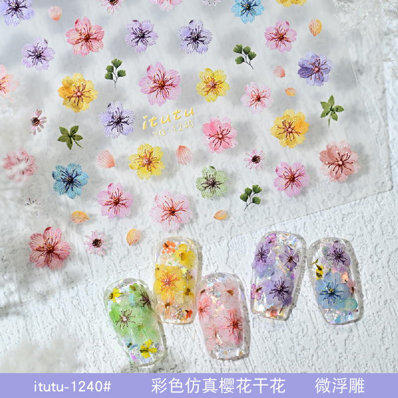 Simulación de flores secas de cerezo colorido