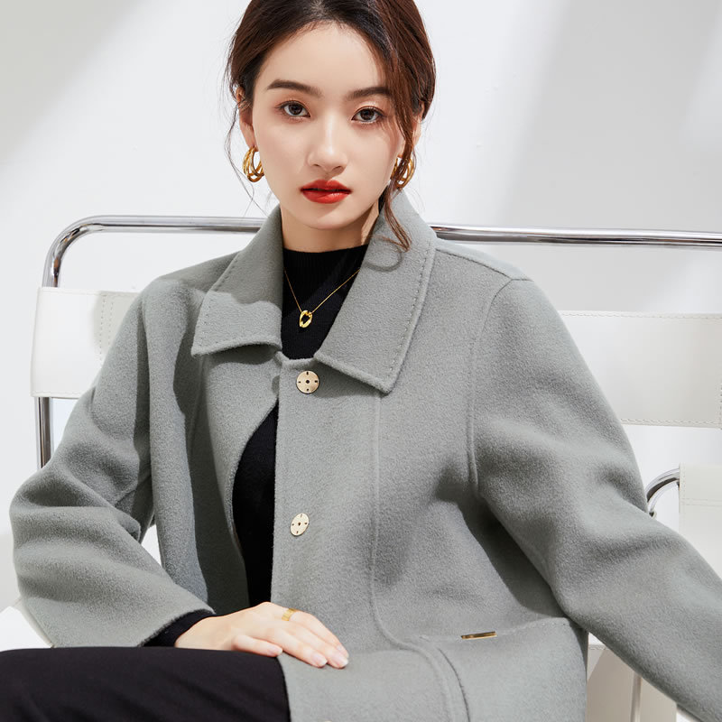 New Autumn and Winter Double-Sided Wool Outwear for Women, Mid-Length Doll Collar, Slim Fit, Age-Reducing Woolen Outwear