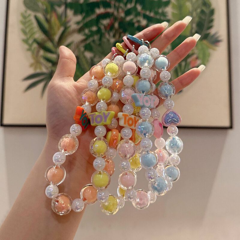 Xiaohongshu DIY Handmade Beaded Keychain Pendant with Colorful Letters for Student Backpacks, Car Keychains, and Phone Chains