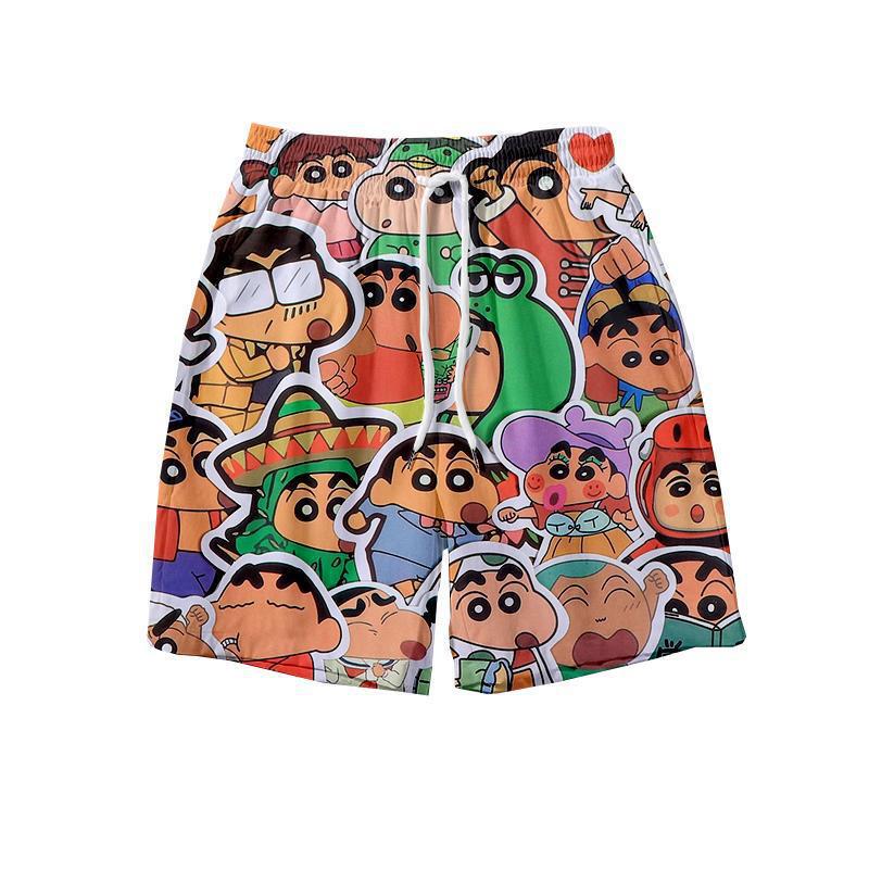 Crayon Xiaoxin Beach Pants for Men and Women Summer Casual Cartoon Sports Five-point Basketball Shorts for Couple