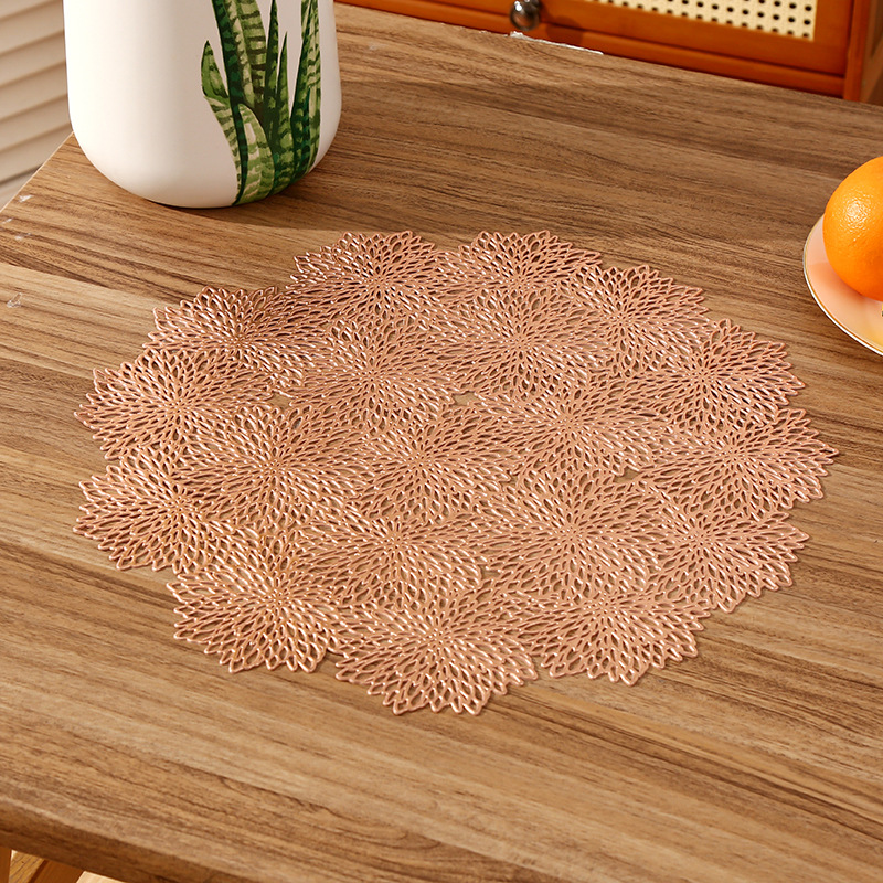 Amazon estilo francés cojín de PVC redondo creativo copo de nieve hueco sensación de alto nivel de lujo ligero restaurante aislamiento impermeable cojín