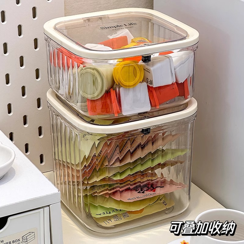 デスクトップティーバッグ収納ボックスカプセルコーヒー収納ラックティールームバーオフィス引き出しタイプティースナックバスケット|undefined