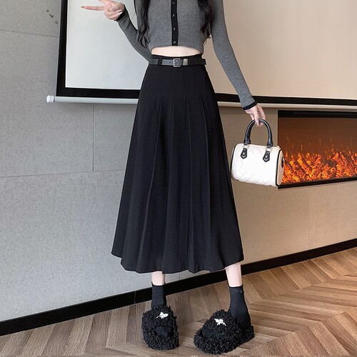 150 Petite Pleated Midi Length Women's High-Waisted A-Line Bustier xs Size for Tall and School Wind Suit Dress Spring Autumn