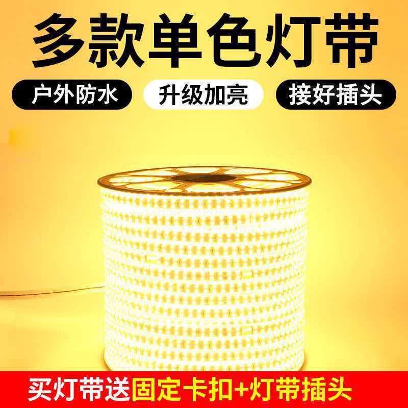 LED户外防水灯带高亮220V外墙工地隧道亮化工程照明包胶软灯条