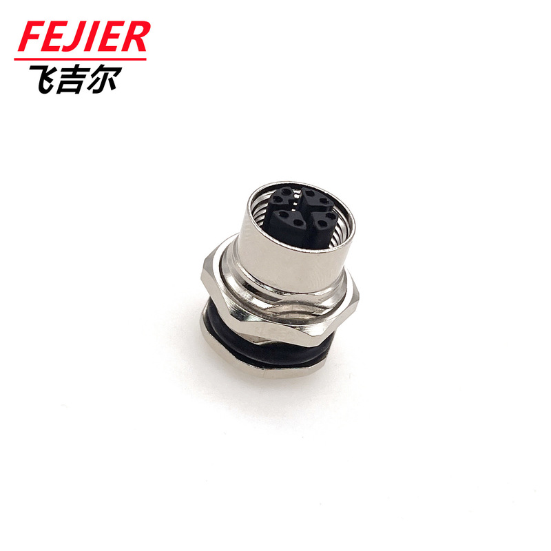 M12 Board-End Waterproof Connector Ethernet Bus 8-Core X-Code Board-End Female Socket Mounting Circular Connector
