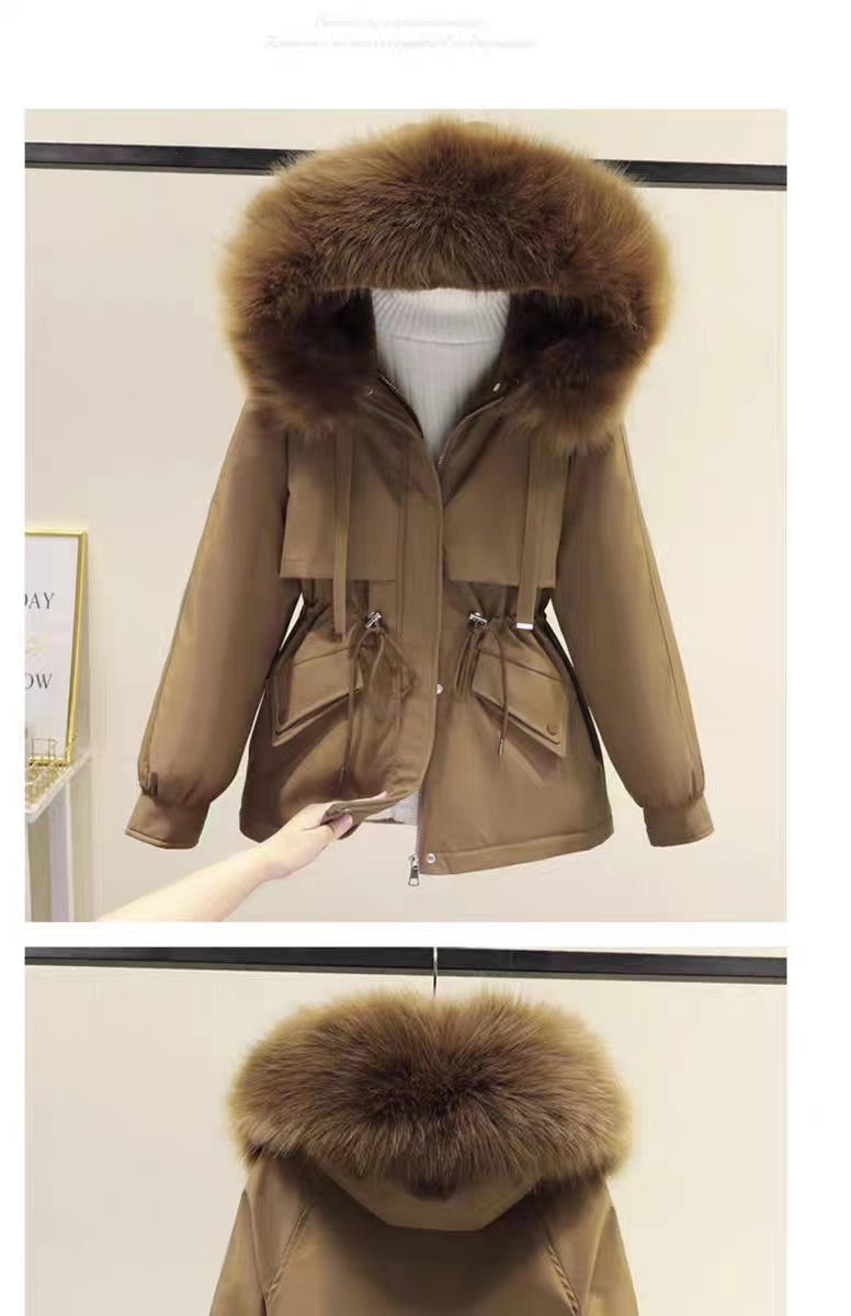 Women's Clothing Plush and thickened parka short loose large size down cotton coat autumn and winter Korean style hooded casual cotton jacket_voghion.com